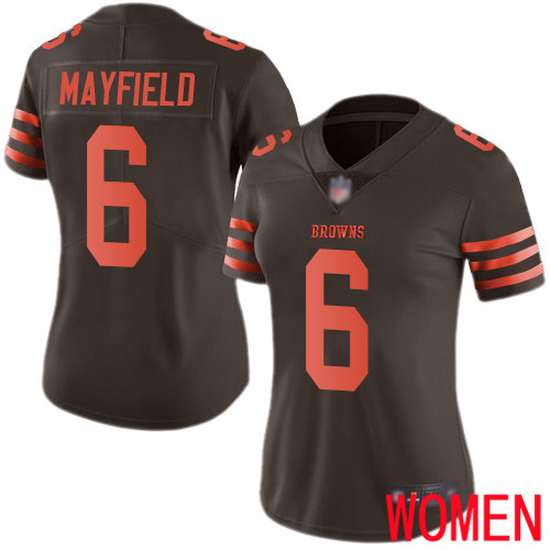 Cleveland Browns Baker Mayfield Women Brown Limited Jersey #6 NFL Football Rush Vapor Untouchable